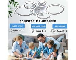 RFWR® Moderne Plafondventilator met Dimbare LED Verlichting en 6 Snelheden – Perfect voor Woon- en Slaapkamers