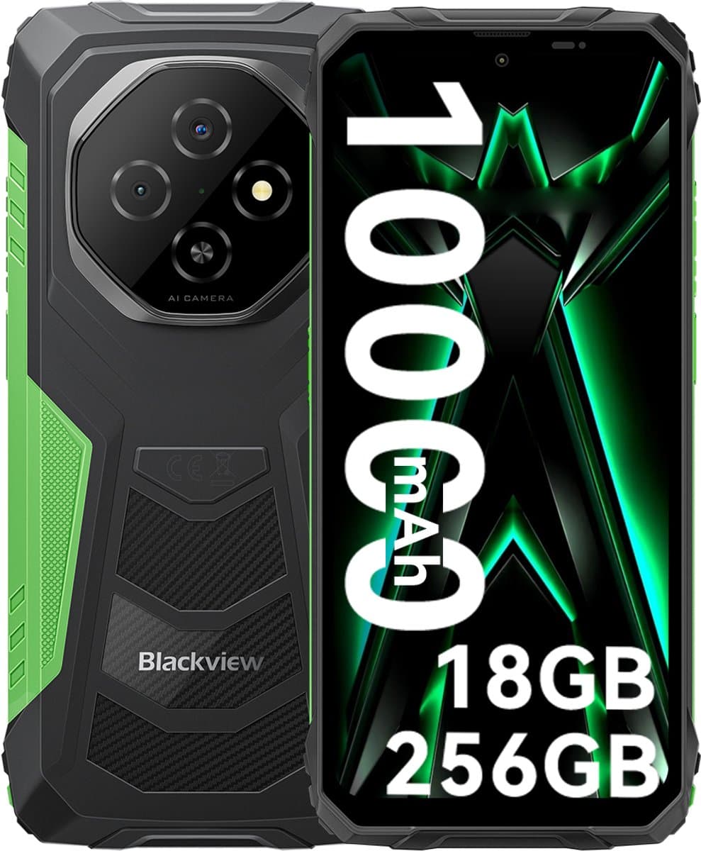 Blackview FORT 1 - Robuuste Smartphone - 18 GB RAM - 256 GB ROM - 6,56 inch - 10.000 mAh - Robuuste telefoon - Android 15 - GPS - Groen — afbeelding 1