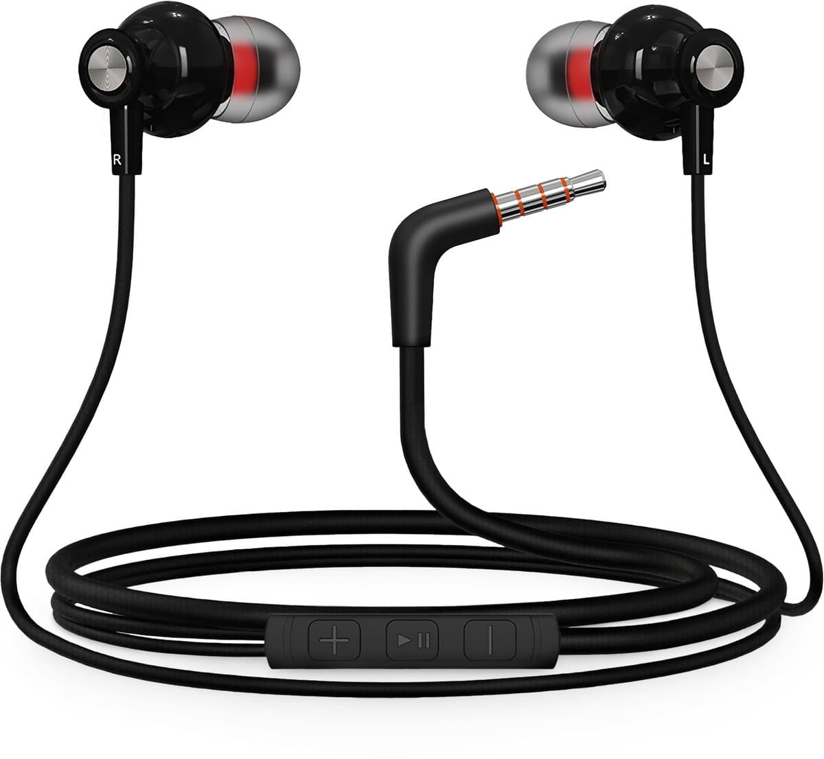 Gaming Oortjes met draad - Haakse 3,5mm Jack Aansluiting - In Ear Oordopjes met microfoon - Ingebouwde afstandsbediening - Zwart — afbeelding 1