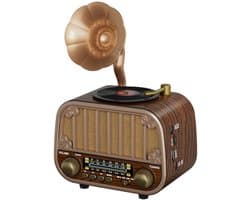 Vintage Draagbare Draadloze Radio - AM/FM/SW Radio Met Bluetooth - Met USB en Oplaadbare Batterij - Antenne, AUX & TF Kaart Afspeelbaarheid - Draadloze Connectiviteit - Geschikt Voor Ouderen - Ideaal voor Thuis & Buitengebruik - Perfect Cadeau