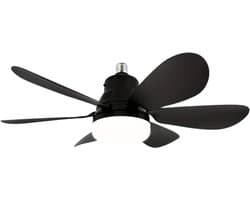 Bovista Plafondventilator - Met Verlichting - Plafond Ventilator - Met Lamp - Plafonniere Met Ventilator - Met Licht - Zwart - 50cm - 2 Stuks