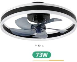 Bovista Plafondventilator - Met Verlichting - Plafond Ventilator - Met Lamp - Plafonniere Met Ventilator - Met Licht - Zwart - 50cm