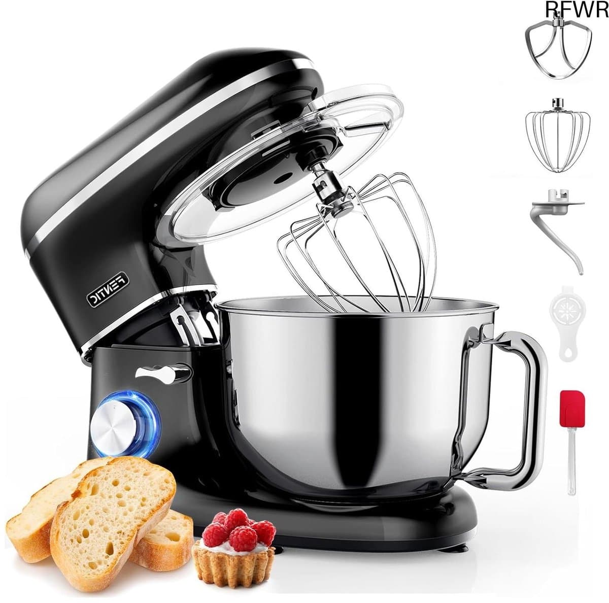 RFWR® Keukenmachine 2000W met RVS Mengkom 6,2L - 6 Snelheden en Pulsefunctie - Mixer met Garde, Deeghaak en Menghaak — afbeelding 1
