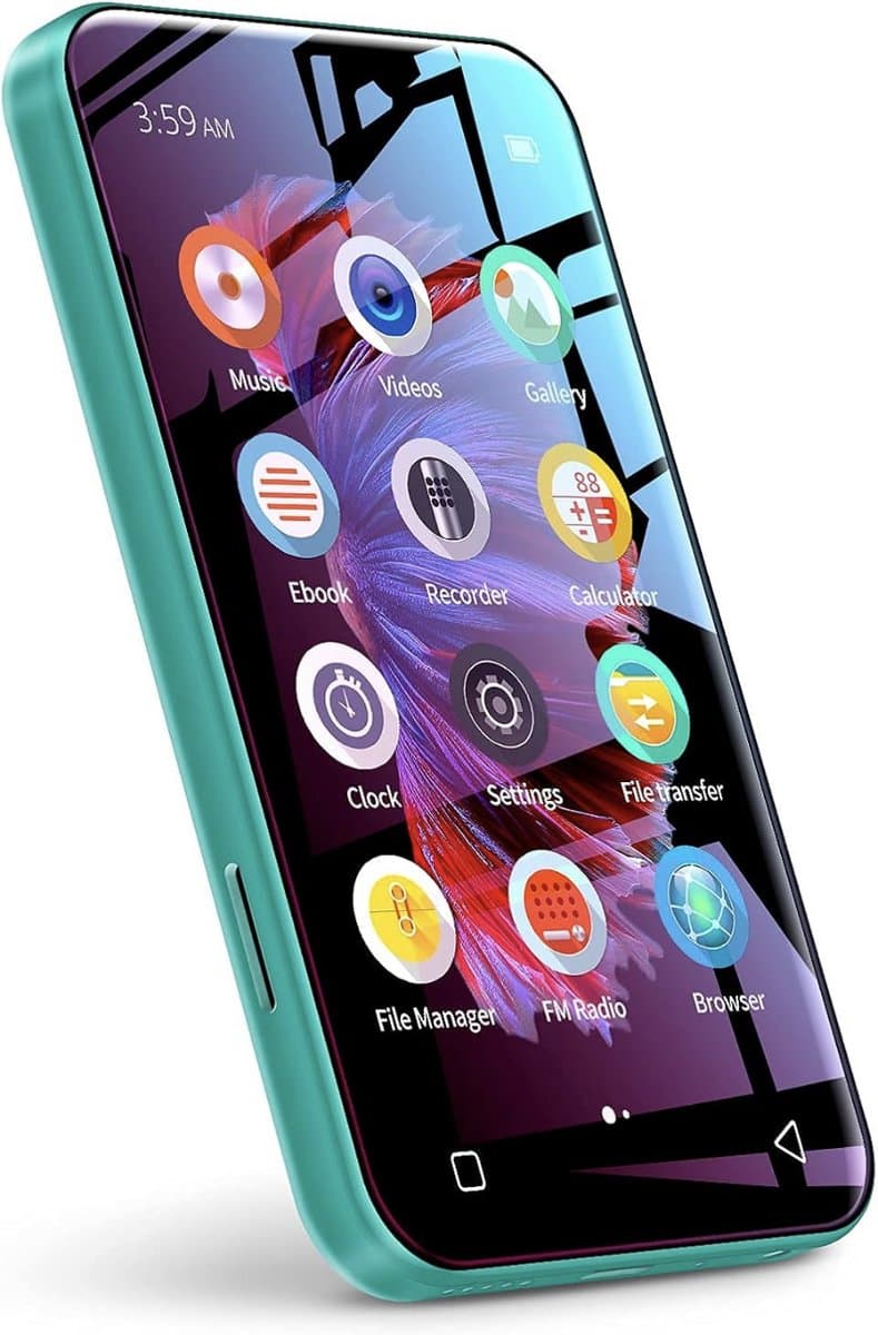 Mp3 speler met Bluetooth, 72 GB 4.0-inch mp3-mp4-speler met volledig touchscreen met WiFi-overdracht, draagbare HiFi Sound Walkman digitale muziekspeler met FM, recorder, browser (Groente) — afbeelding 1