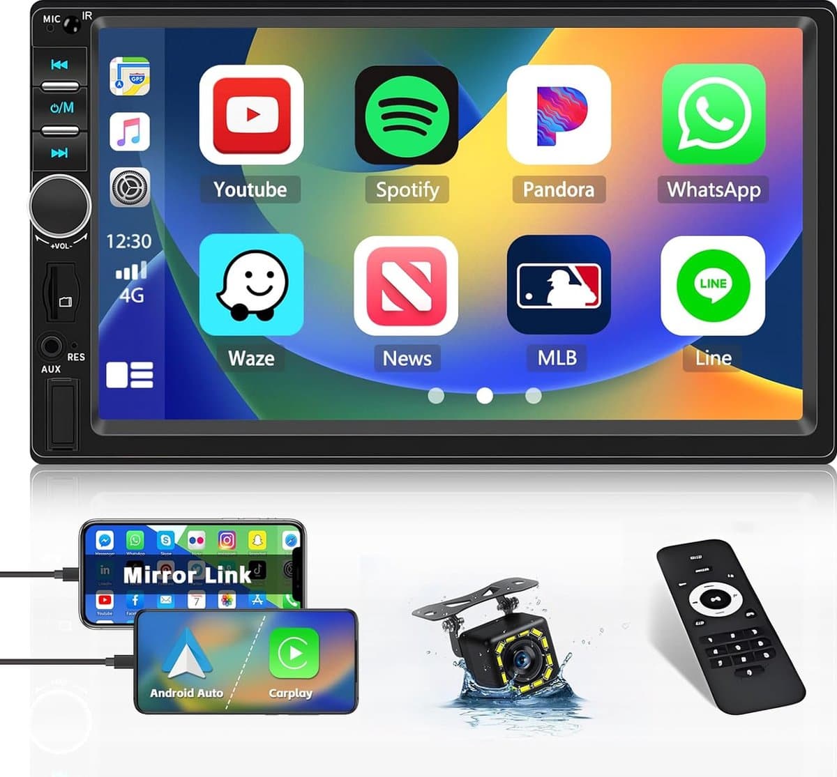 AutoRadio 2 Din - 7 inch - MP5 - Bedraad Carplay - Universeel — afbeelding 1