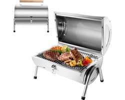 Roestvrijstalen klapgrill met dubbel grilloppervlak - 34 x 215 cm - voor outdoor koken en picknick
