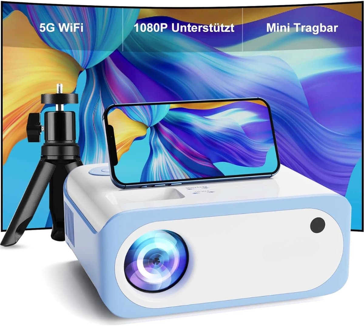 Projector - Mini Beamer - Met Statief - Draagbaar. - Full HD - Beamer — afbeelding 1