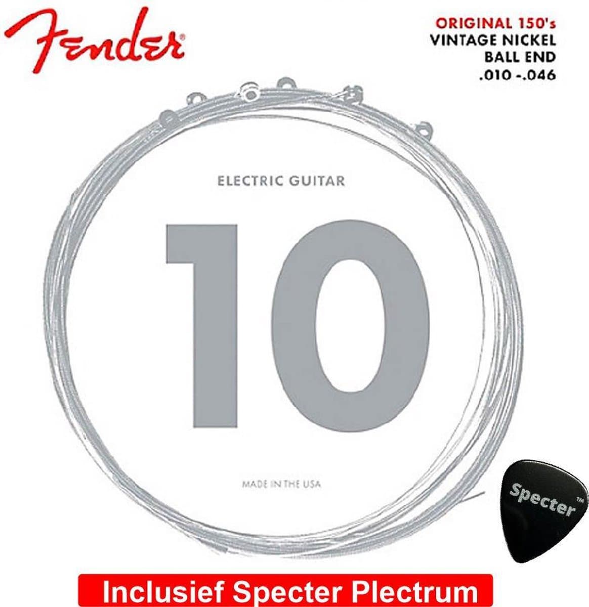 Fender Snaren Original Pure Nickel Voor Elektrische Gitaar 0.10 Met Specter Plectrum — afbeelding 1