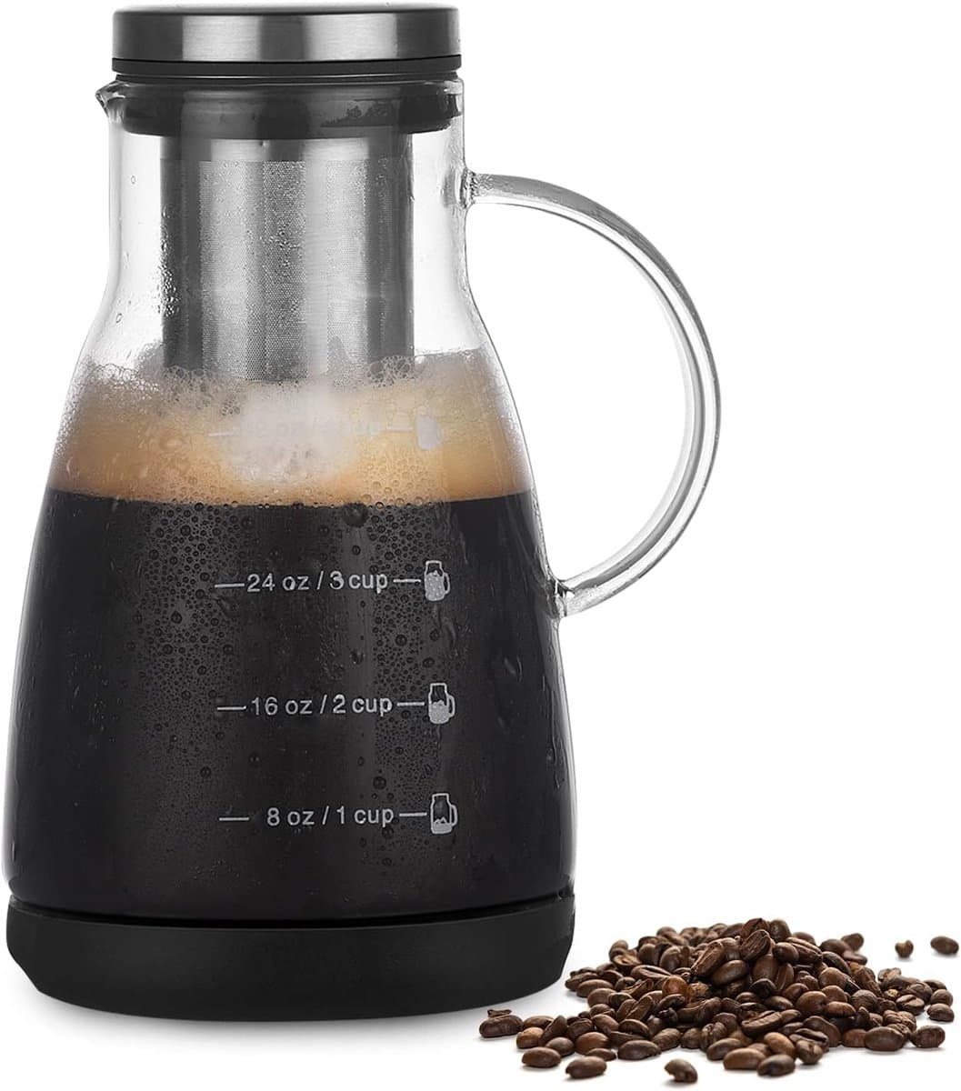 960ml Iced Coffee Makers - Filter Cold Brew Espresso Machine - Portable Travel Camping Lead-free Glass Coffee Press With Stainless Steel Percolator - Coffee Bottle 1-3 Cups - Koffiezetapparaat - Campingaccessoires — afbeelding 1
