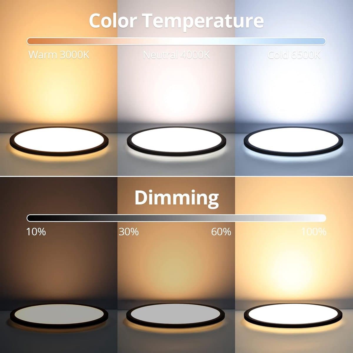 Draaibare LED Plafondlamp met Afstandsbediening, 24W, Dimbaar Wit en Warm Licht — afbeelding 1