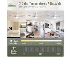 Plafondventilator met verlichting en afstandsbediening - 117 cm, DC, timer, 6 snelheden, stille ventilator voor slaapkamer en woonkamer