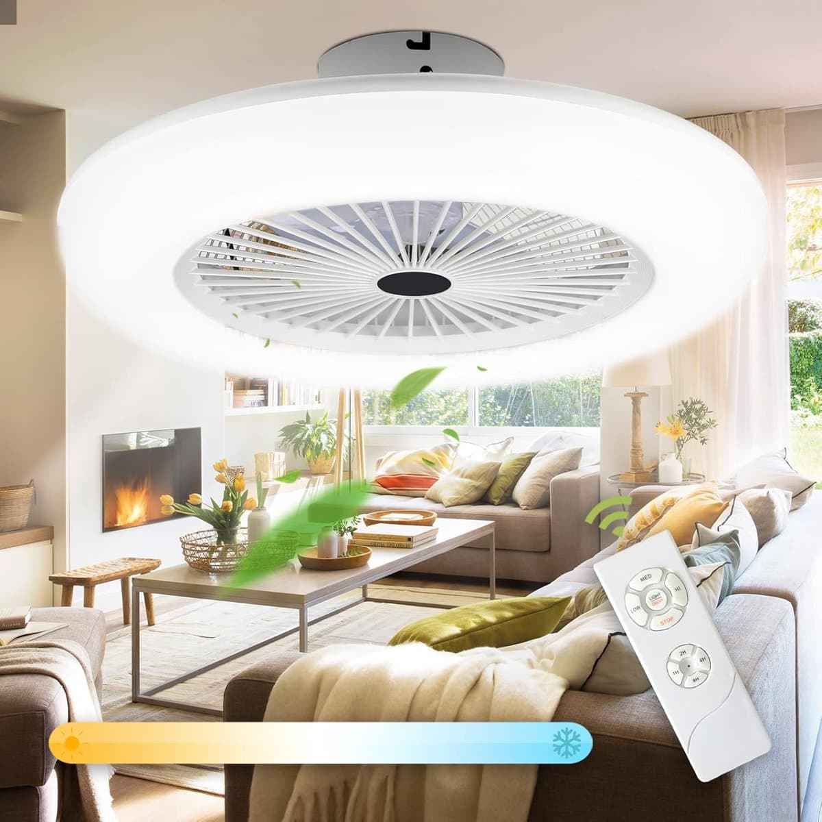 Plafondventilator met Verlichting 80W - Stille Ventilatorlamp met Instelbaar Licht en Windsnelheid — afbeelding 1