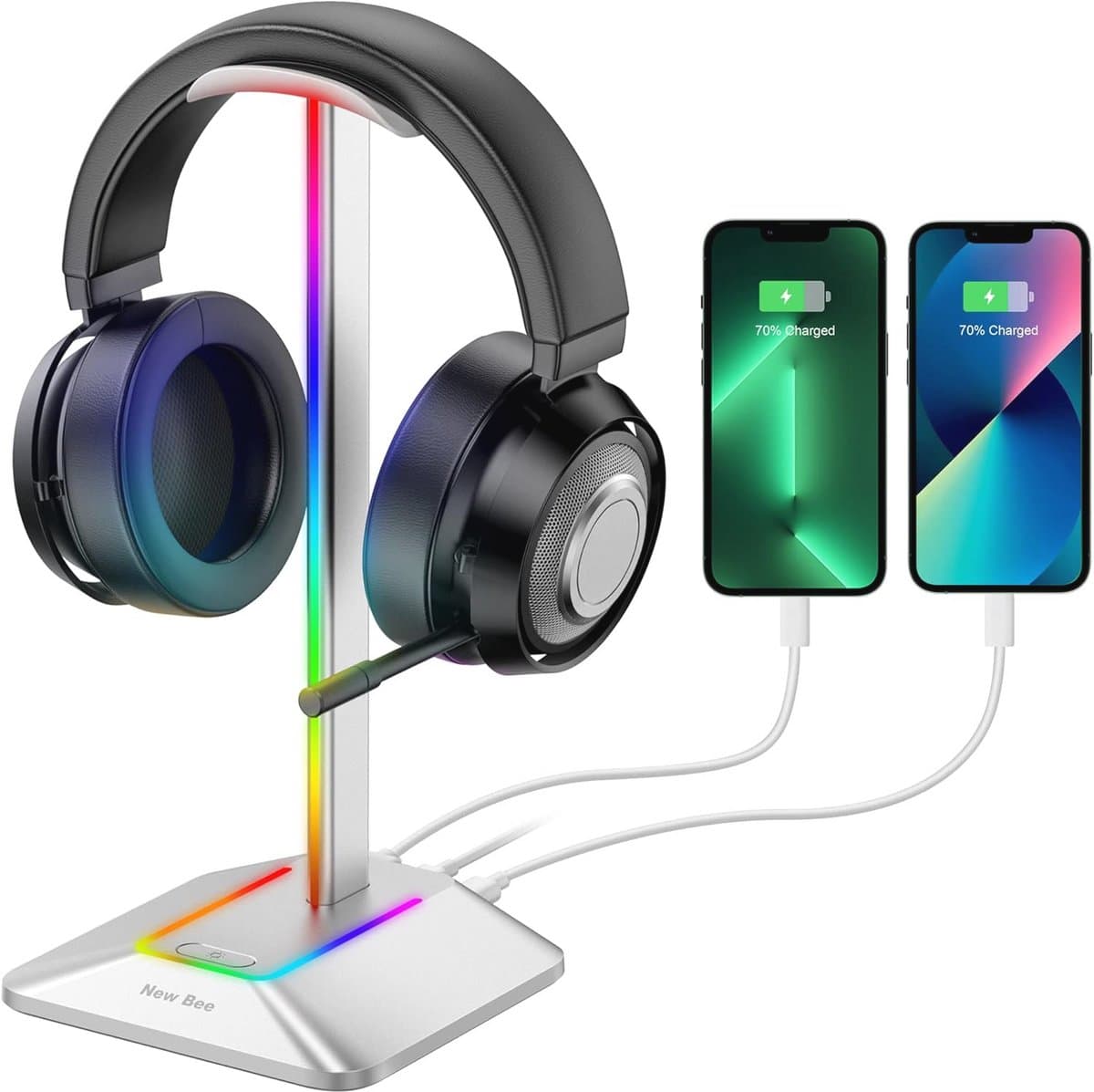 RGB Hoofdtelefoonhouder met USB Type-C Oplader en Gegevensoverdracht - Gaming Accessoires voor Hoofdtelefoons — afbeelding 1