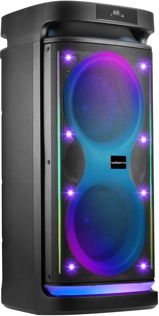 VolkanoX Partybox Paramount - Bluetooth Speaker 320W - Karaoke Set - Muziek Box - Microfoon - LED verlichting - TWS Koppelbaar - Gitaar ingang - Zwart — afbeelding 1