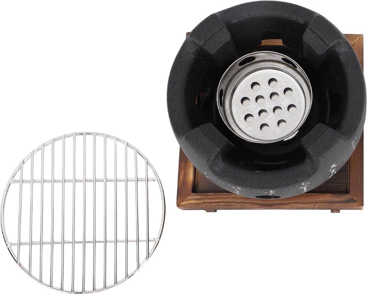 Mini Draagbare BBQ Grill - Ronde Japanse Stijl Houtskool Grill voor Tafelblad - Huishoudelijke Barbecue Kachel met Japanse Design (Luxe) — afbeelding 1