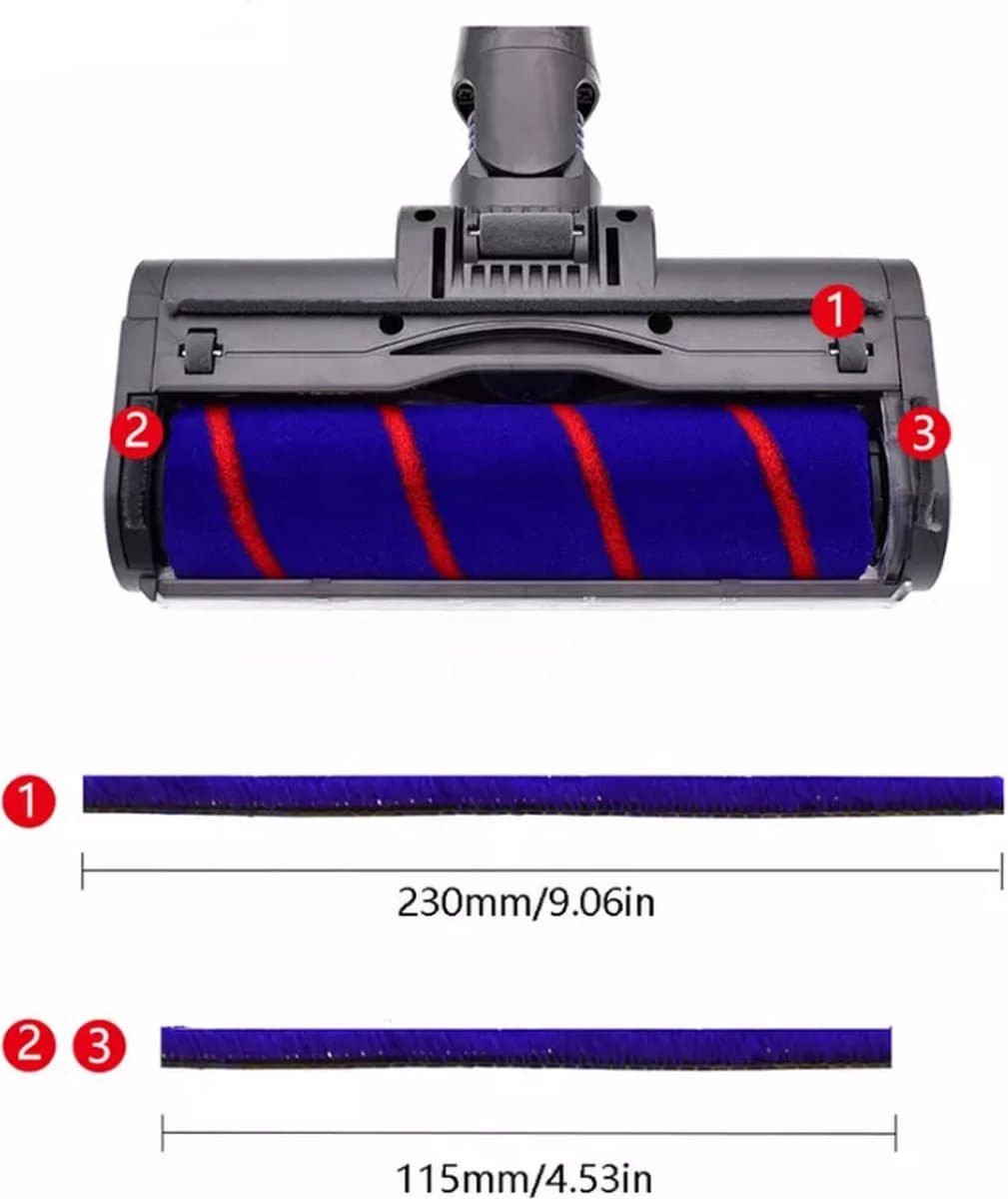Vilt Strips Geschikt Voor Dyson V7 V8 V10 V11 - Set van 3 Pluche Strips — afbeelding 1