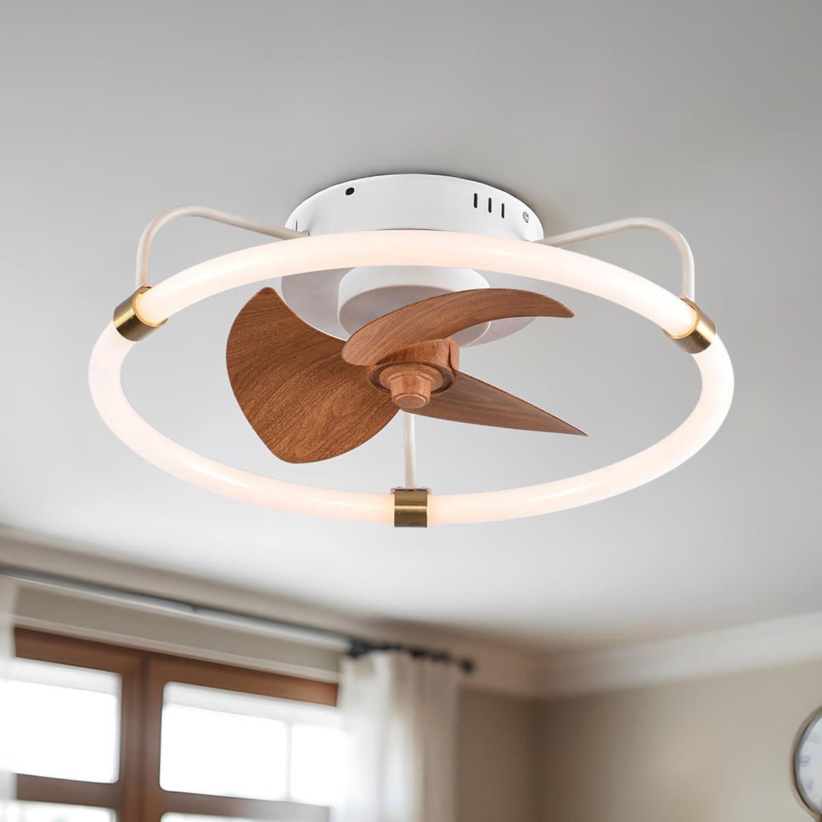 LumenXL - Plafondventilator Zefiros met geïntegreerde dimbare LEDs - bamboe — afbeelding 1