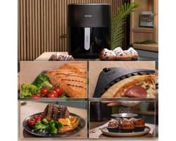 Cecotec Heißluftfritteuse ohne Öl 6,5L Grillplatte - Grill - Doppelte Heizelemente - Air Fryer Cecofry&Grill Duoheat 6500. 2200W, Diätetisch und Digital, Fenster, Temperaturregelung 40-200°C, 12 Menüs