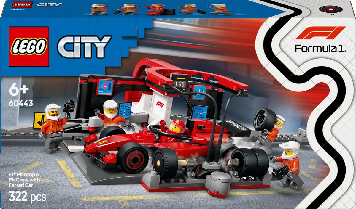 LEGO City - F1 pitstop en pitcrew met Ferrari auto Constructiespeelgoed — afbeelding 1