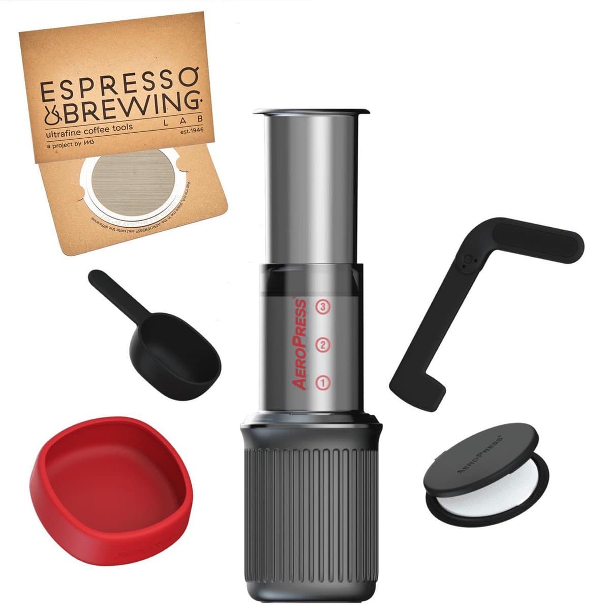 Aeropress GO Coffee Maker + IMS E&B LAB RVS koffie filter 35 micron — afbeelding 1