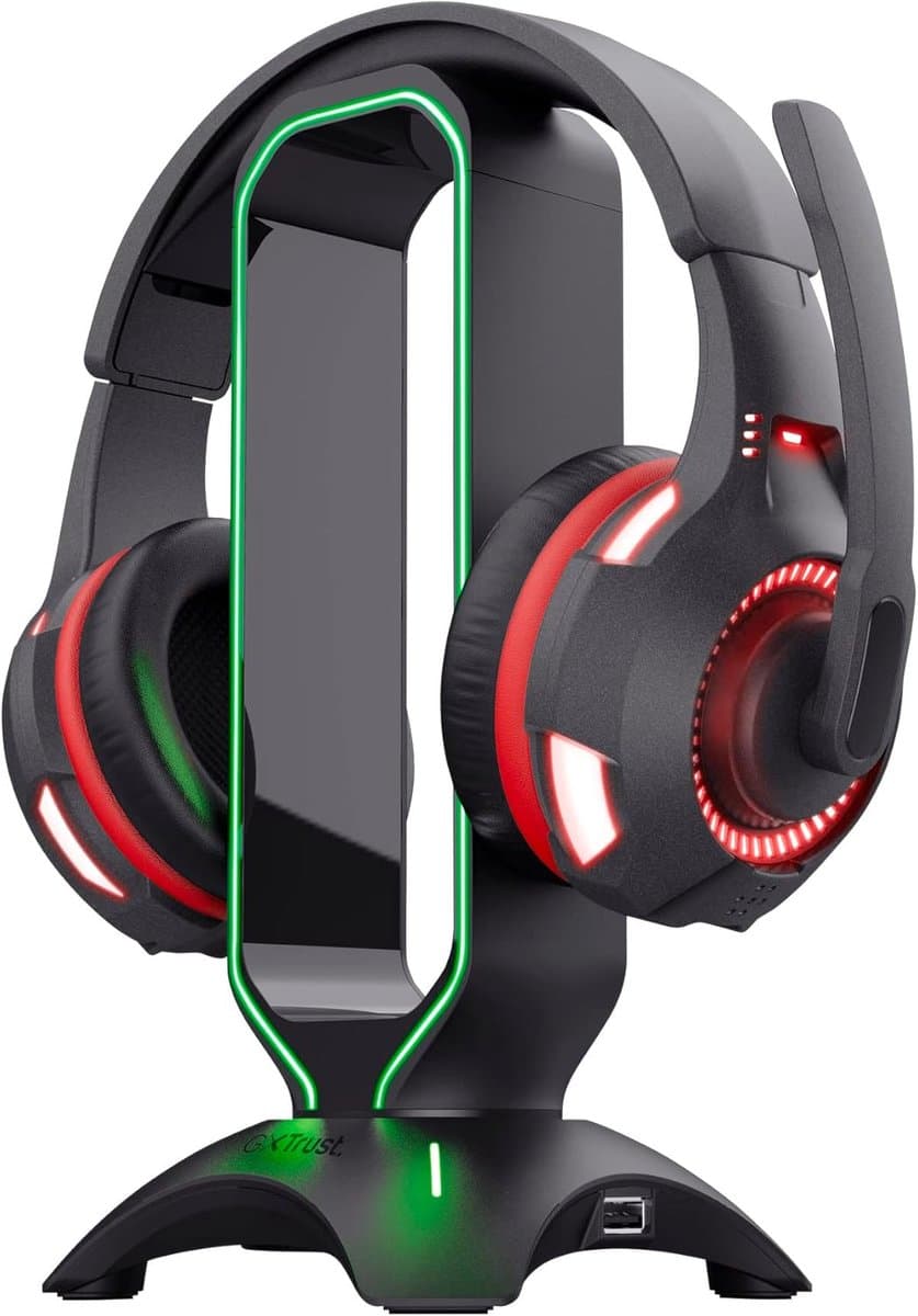 Headsetstandaard met LED-verlichting - Universeel ontwerp - Zwart — afbeelding 1