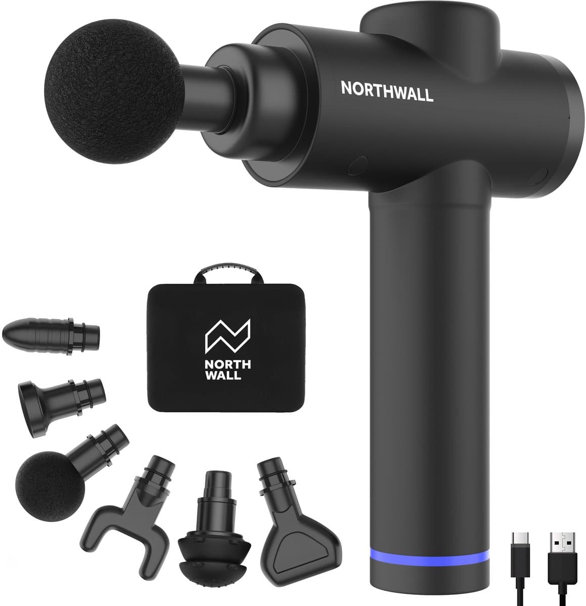 Northwall Massage Gun Professioneel Prime - Massage Pistool Inclusief Koffer en 6 Opzetstukken - Krachtig en Draadloos Sport en Relax Massage Apparaat - Massageapparaten — afbeelding 1
