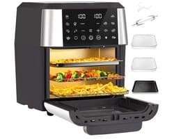Sinaopus XXL Airfryer & Mini Oven in één – 13L Extra Grote Capaciteit – Inclusief 4 Accessoires – 12 Voorgeprogrammeerde Functies – LED Display – Makkelijk te Reinigen