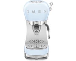 SMEG ECF02PBEU Handmatige Espressomachine - Pistonmachine - 15 Bar - Thermoblock - Stoompijp - Geschikt voor Gemalen Koffie & E.S.E. Pads - '50s Style - Pastelblauw