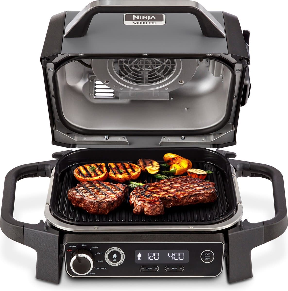 Ninja Woodfire - 7-in-1 Elektrische BBQ Grill, Smoker & Airfryer - Tafelmodel Barbecue - Geschikt voor Balkon - OG701EU — afbeelding 1