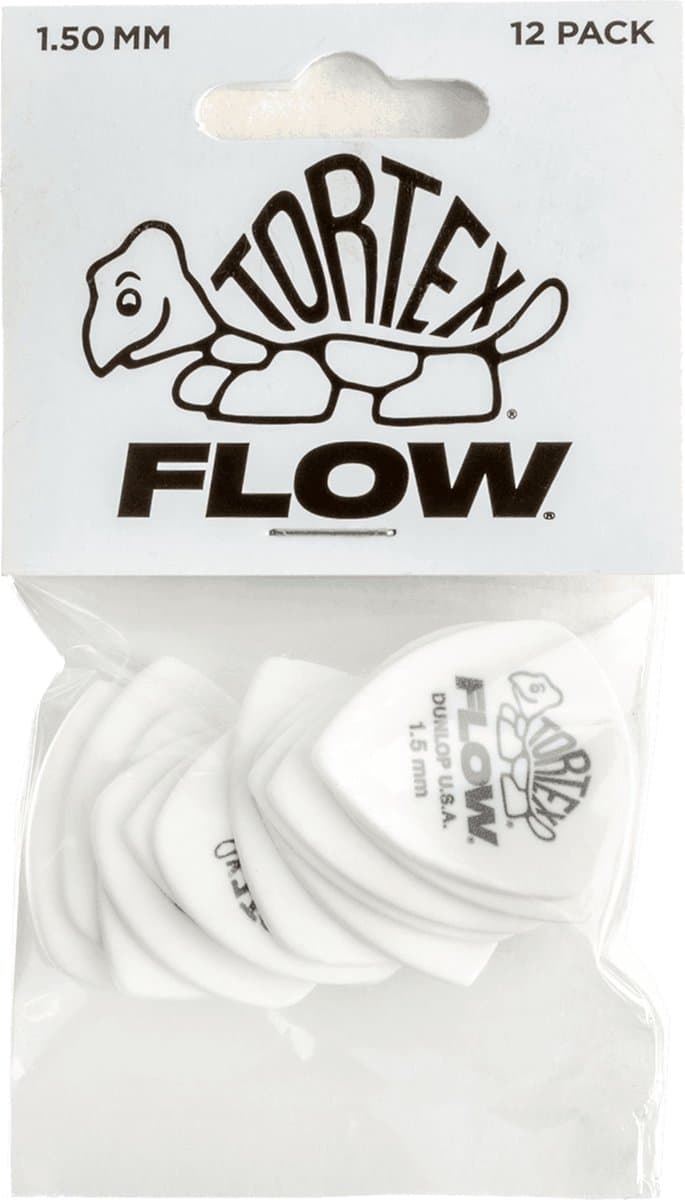 Jim Dunlop Tortex - Plectrums - Flow - 1,50 mm Wit - Player's Pack 12 Stuks — afbeelding 1