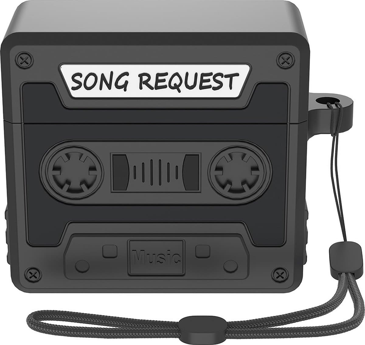 Telestore hoesje geschikt voor AirPods 4 soft case cover- retro cassettebandje bandje tape - TPU hoesje Beschermhoes - AirPods 4 Cover - AirPods 4 hoesje - Geschikt voor Apple Airpods 4 - gel hoesje - zwart — afbeelding 1