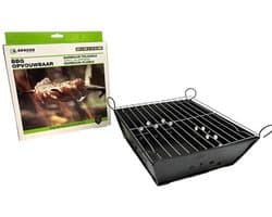 Opvouwbare barbecue 25 x 25 x 11,5 cm - Houtskoolbarbecue - BBQ met ventilatiegaten - 25 x 25 x11,5 cm - Lichtgewicht constructie van staal - Ideaal voor Tuin , Park of Vakantie
