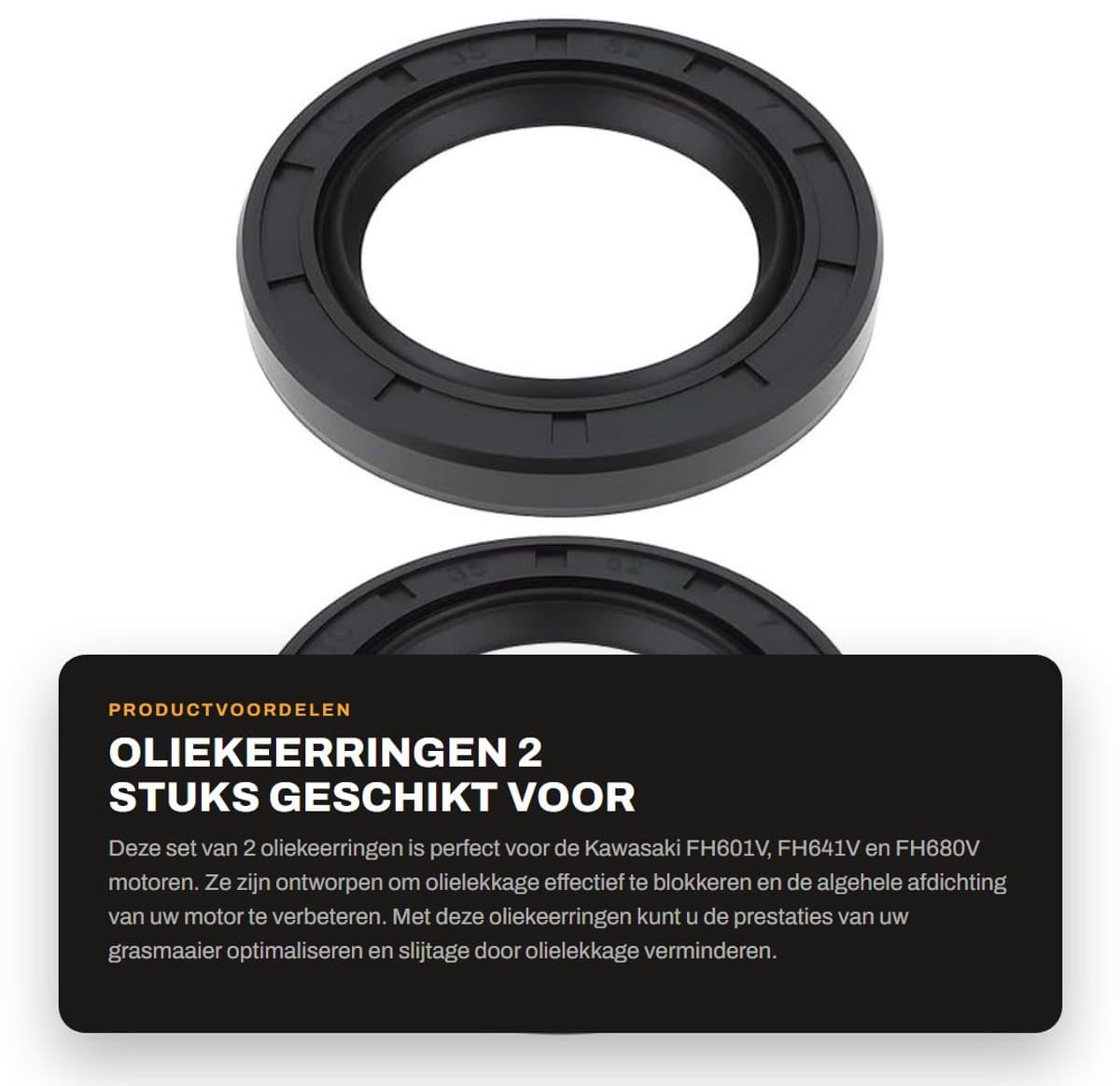 Dailygoods- Oliekeerringen 2 Stuks - Compatibel met Kawasaki FH601V/FH641V/FH680V - Krukas - Afdichtingsonderdeel - Blokkeert olielekkage - Motorafdichting — afbeelding 1