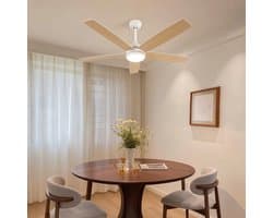 5 Bladen Ventilator - Hanglamp Ventilator - 3 Standen - Dimbaar Met Afstandsbediening - 132 cm - Kroonluchter Ventilator - Licht Bruin - Woonkamer Lamp — afbeelding 1