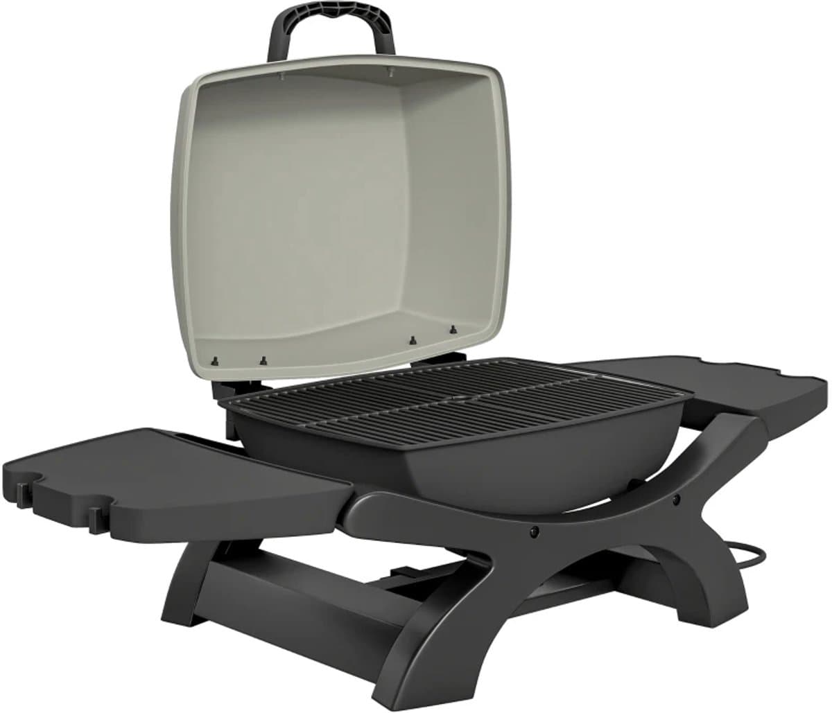 Elektrische Tafelgrill - Barbecue - Draagbare Barbecue en grill - 2,3 kW - Grillwagen - Tafelgrill - met Antiaanbaklaag, Bijzettafels, Vetopvangbak & Deksel - 102 x 48 x 38 cm - Zwart — afbeelding 1