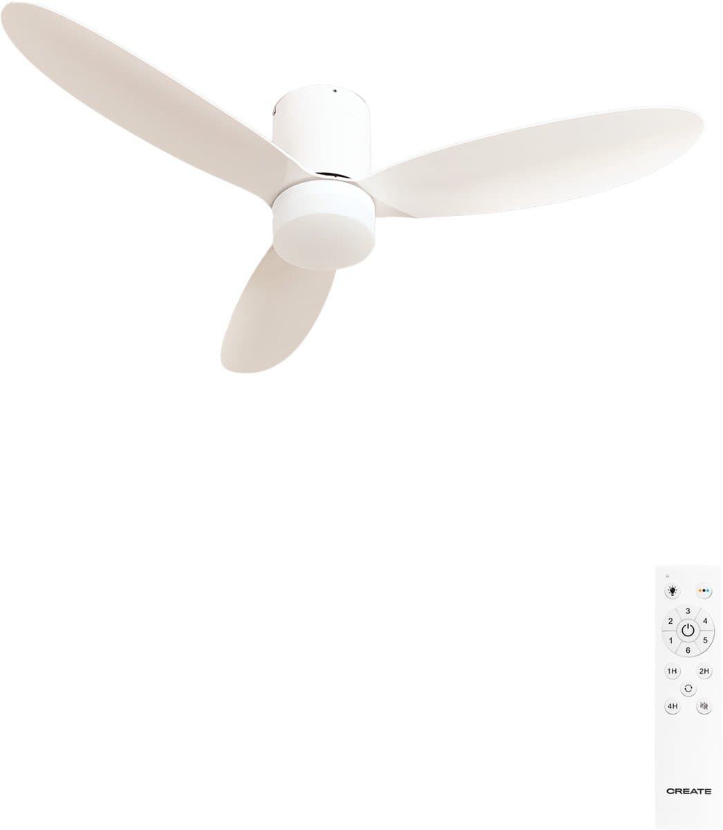 CREATE - 40W stille plafondventilator Ø132 cm - Wit - Met licht - Afstandsbediening - WIND LITE — afbeelding 1