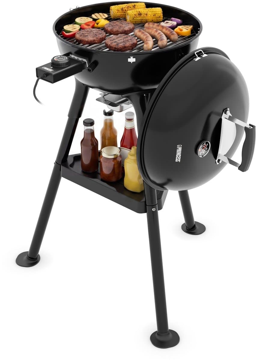 Princess Hybride Kogel BBQ - Elektrische en Houtskool Barbecue - 2000W - Verstelbare Afneembare Thermostaat - Grillrooster met coating - Deksel met Ingebouwde Thermometer - 112270 — afbeelding 1