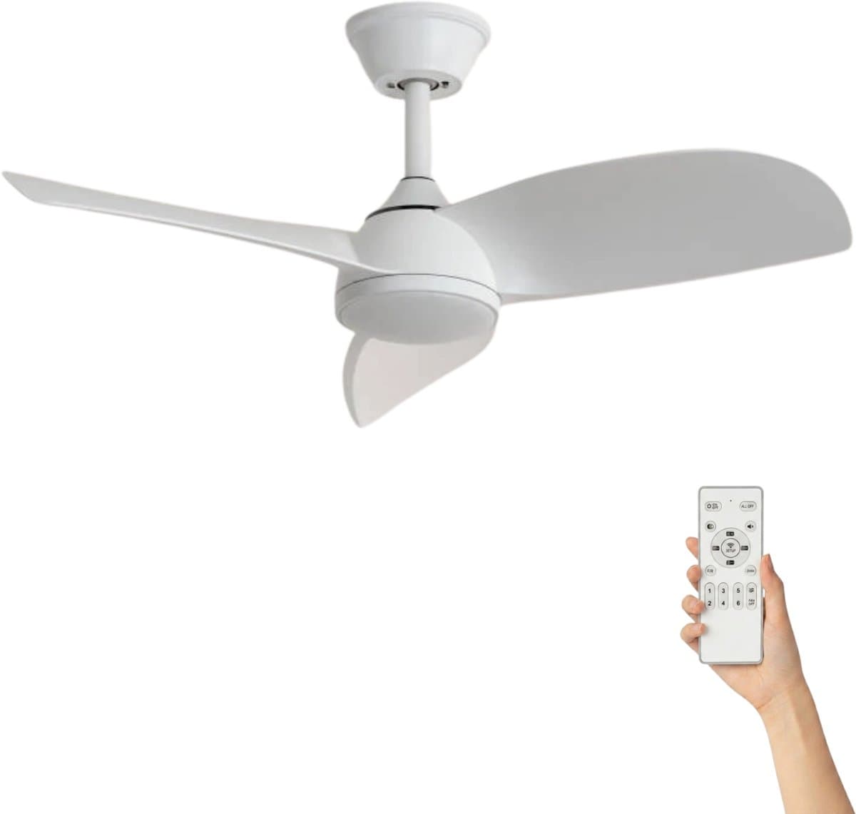Fantiluxe - Oliver - Plafondventilator met verlichting - Wit - Ø76cm - Afstandsbediening - Met lamp - Plafond ventilator - Slaapkamer — afbeelding 1