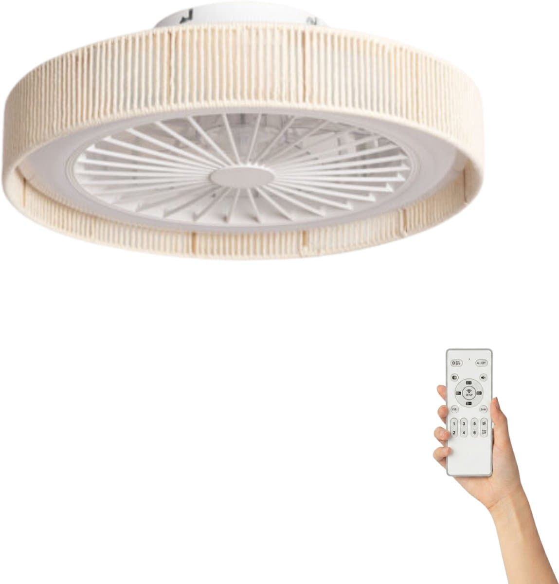 Fantiluxe - Andreas - Plafondventilator met verlichting - Beige Transparant - Ø50cm - Afstandsbediening - Met lamp - Plafond ventilator - Slaapkamer — afbeelding 1