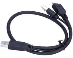 Voedingskabel Harde Schijf - Y-Type Kabel Data - Externe Schijf Koppelen - Dubbele Stroom en Data - 0.5 meter - Zwart