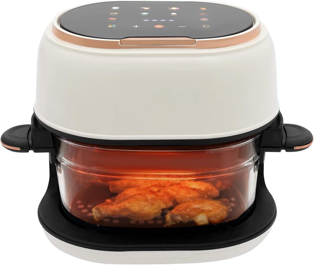 Airfryer Compact - Heteluchtfriteuse Mini - Gezond Koken - Zichtbare Glazen Mand - 4 Liter - Wit — afbeelding 1
