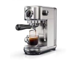 Halfautomatische Espressomachine-19 Bar Druk-Professionele Programmeerbare Functies-Optionele Programmabereik-Krachtig Stoomsysteem-Thermo Spiraal Verwarming Systeem & Warme Kopjes Functie
