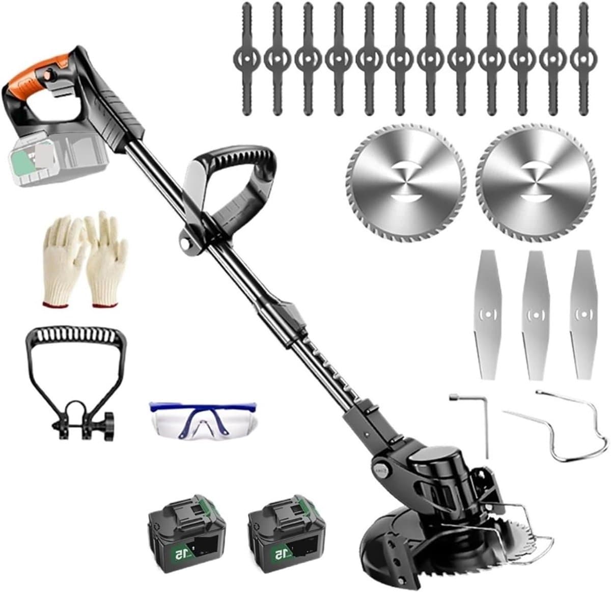 Elektrische Grasmaaier 21V Handheld 1880W Grasmaaien Houttrimmer Lengte Verstelbaar Met Accu Snoerloze Tuin Power Pruning Gebruiksvriendelijk(2pc big battery) — afbeelding 1