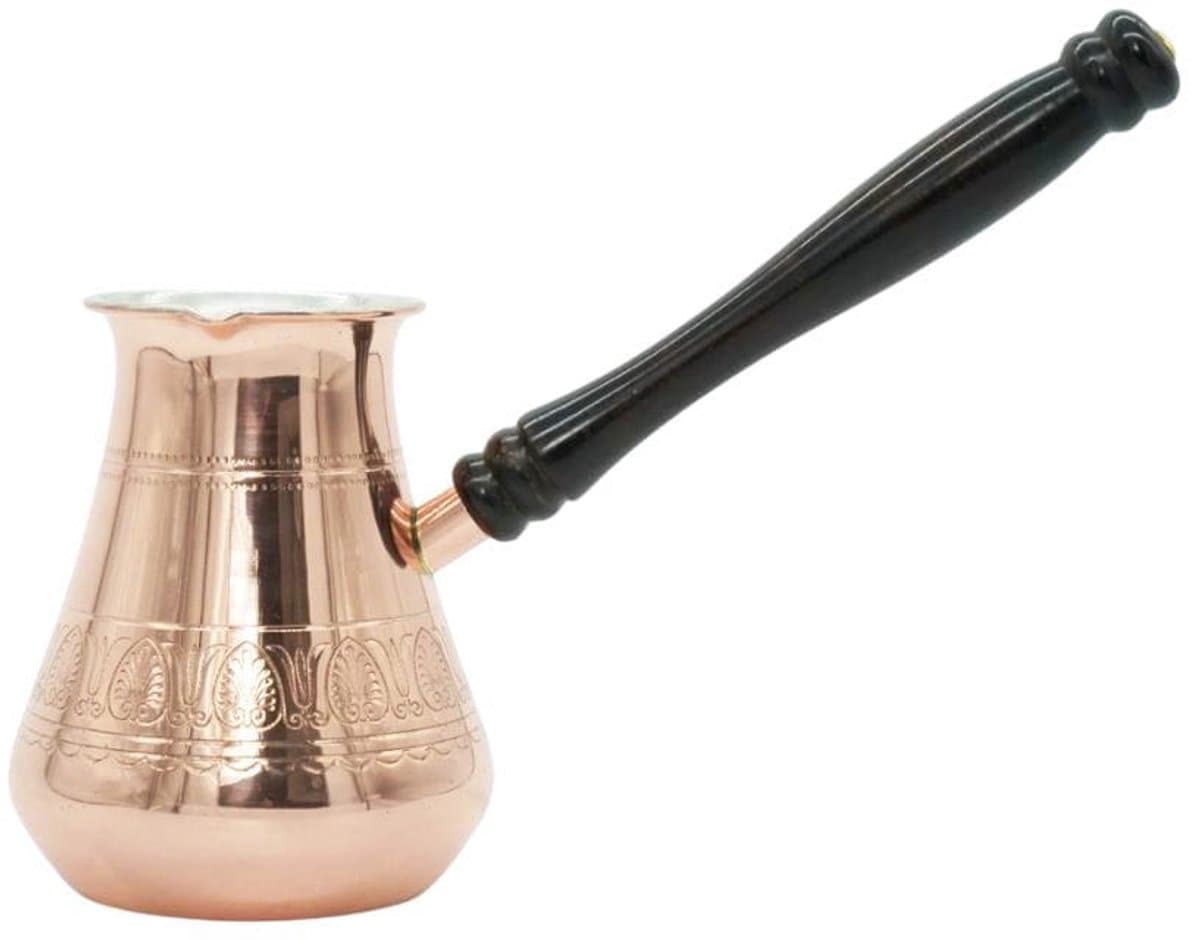 Cu29 BRIKI Serie - Miedziany Tygielek - 400 ml - Houten Handgreep - Handgemaakt — afbeelding 1