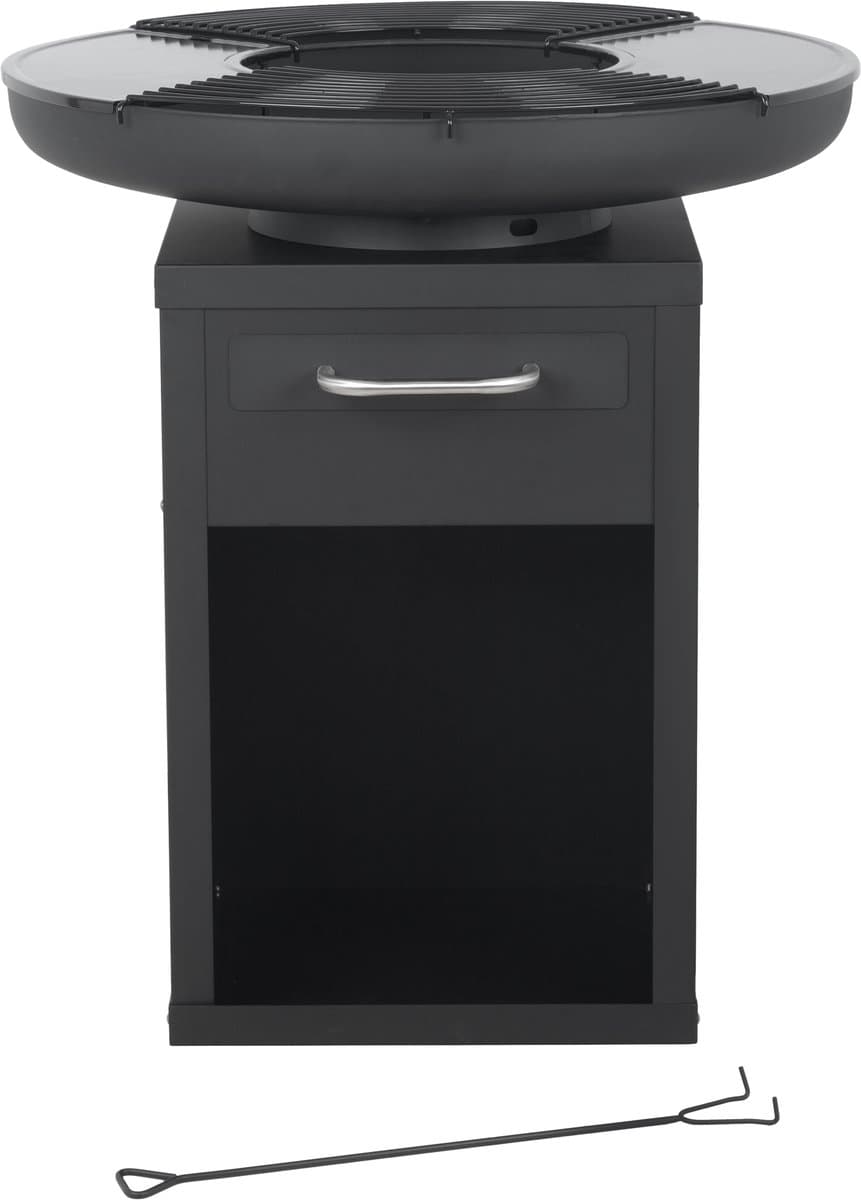 Bali OUTDOORS Grillring BBQ & Plancha - Vuurschaal met Uitneembare Bakplaat en Grillrooster - Houtopslag - Houtskool Barbecue Buitenkeuken - XL Ø80 x H92 cm — afbeelding 1