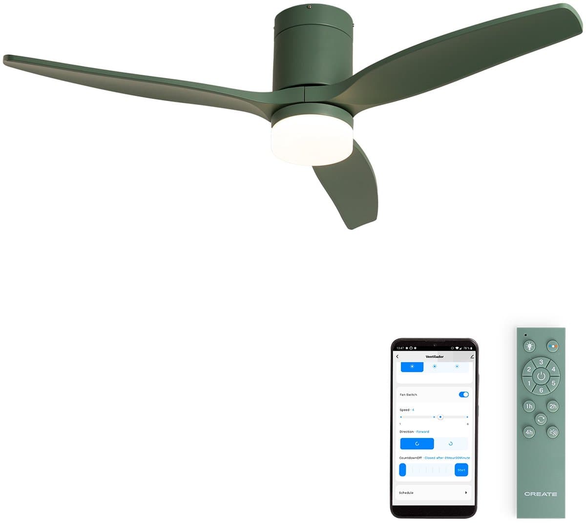 CREATE - Stille 40W plafondventilator met technische ABS bladen in verschillende maten - S - Met licht - WIFI - WIND CALM — afbeelding 1