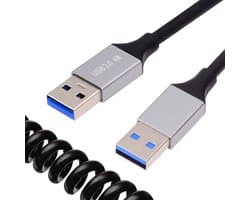 USB 3.0 Type-A naar USB-A Spiraalkabel Verlengkabel 100cm OTG voor Externe Harde Schijf en Camera
