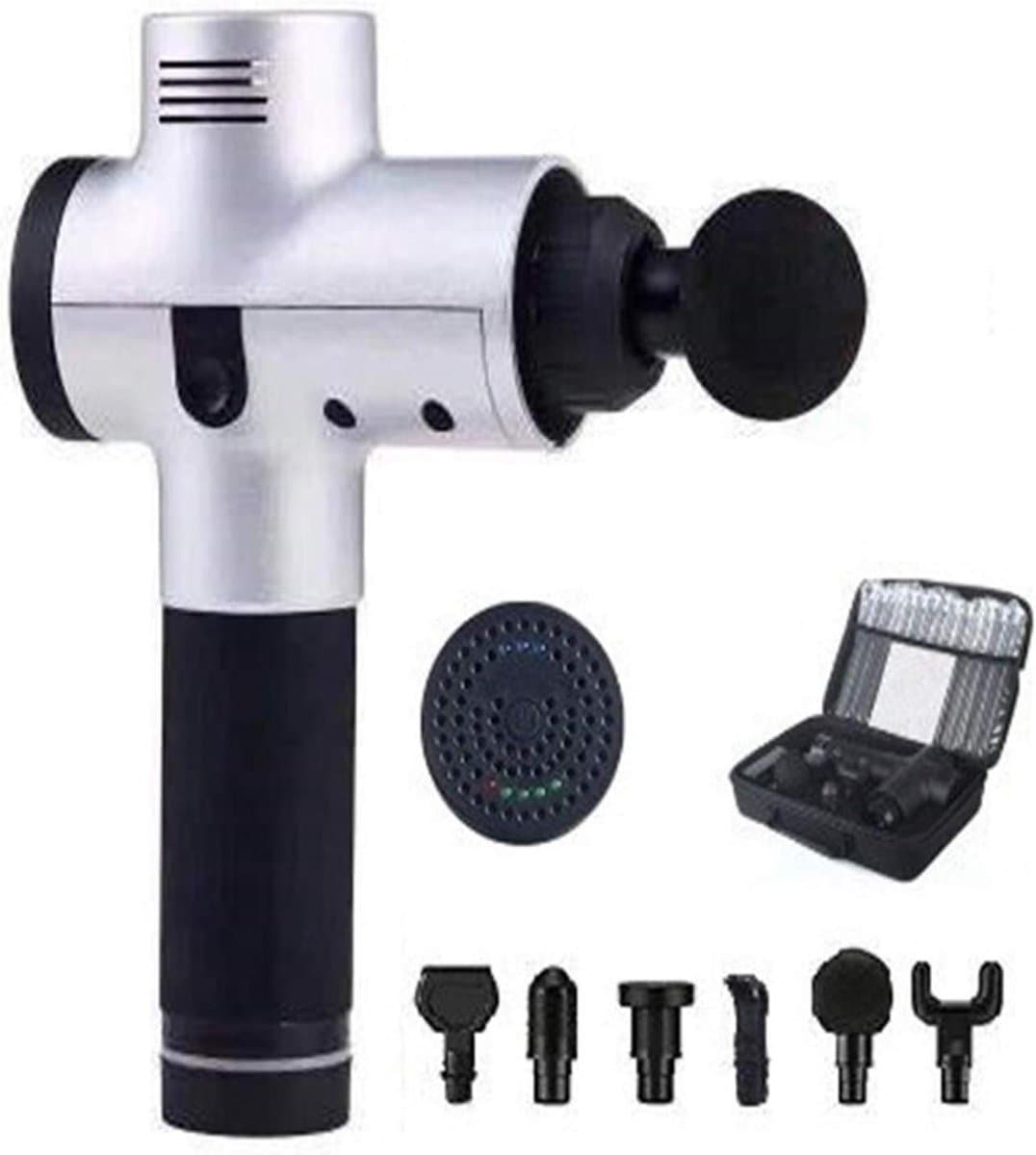 Massagepistool - Spierstimulator Draagbaar - Spierherstel Bevorderen - 30 Snelheden 6 Koppen - 25x6.3x23cm - Wit — afbeelding 1