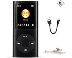 RaviSoll MP3/MP4 Speler Bluetooth – 32GB Opslag – 16 Uur Batterijduur – Lichtgewicht (90g) – FM Radio & Voicerecorder – E-book Functie – Inclusief SD-kaart