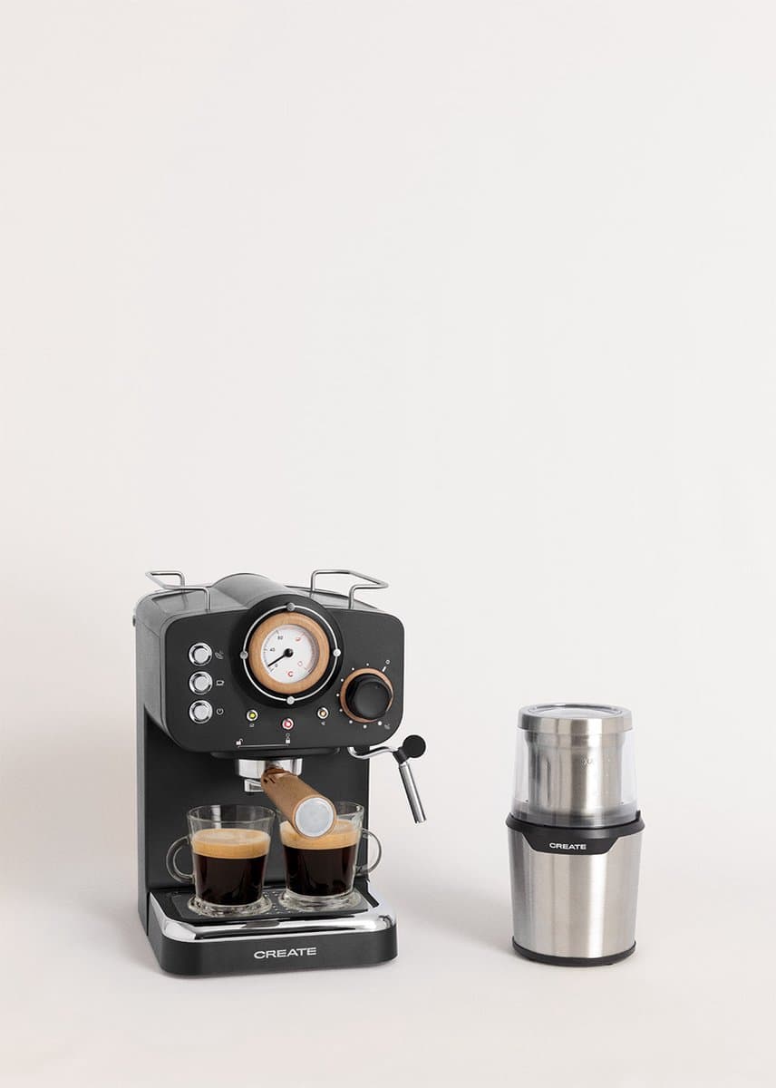 CREATE - Pack THERA RETRO Express-koffiezetapparaat + MILL PRO koffie- en kruidenmolen - Zwart — afbeelding 1